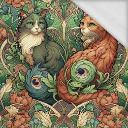ART NOUVEAU CATS & FLOWERS PAT. 3 - looped knit fabric