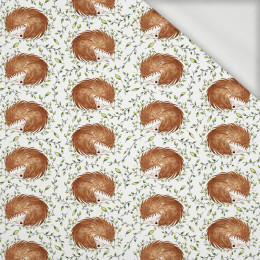 50cm SLEEPING HEDGEHOGS (SLEEPING ANIMALS) / white - organic looped knit fabric