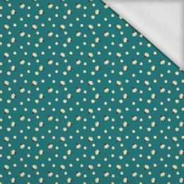 100cm SMALL FLOWERS AND POLKA DOTS - organic looped knit fabric