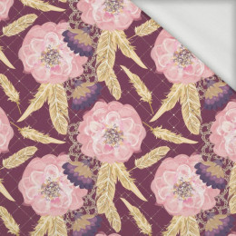 FLOWERS AND GOLDEN FEATHERS pat. 1 - looped knit fabric