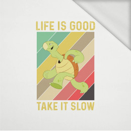 LIFE IS GOOD TAKE IT SLOW / white - panel (75cm x 80cm) looped knit