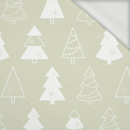 GLAZED CHRISTMAS TREES (CHRISTMAS GINGERBREAD) / PISTACHIO - organic looped knit fabric