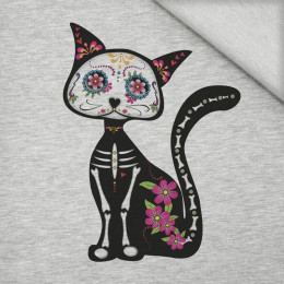 CAT FRIDA (DIA DE LOS MUERTOS) M-01 melange light grey - panel looped knit 75cm x 80cm