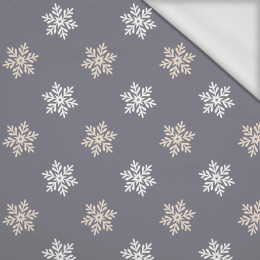 SNOWFLAKES pat. 5 (WINTER TIME) / grey - looped knit fabric