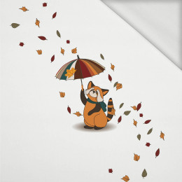 RED PANDA WITH AN UMBRELLA (RED PANDA’S AUTUMN) - panel (60cm x 50cm) looped knit 