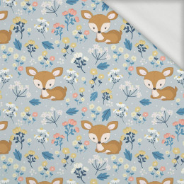 DEERS ON A MEADOW pat. 2 - organic looped knit fabric