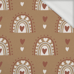 VALENTINE'S RAINBOW pat. 1 / coffee (RAINBOWS AND HEARTS) - looped knit fabric