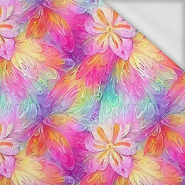 RAINBOW FLOWERS  - organic looped knit fabric