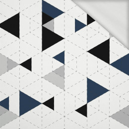 GEOMETRIC TRIANGLES NAVY 2 - looped knit fabric