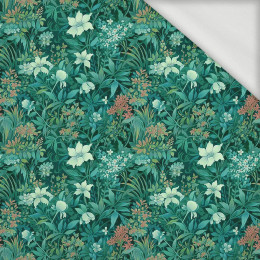 VERDIGRIS / FLOWERS - organic looped knit fabric