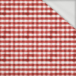 87cm MINI VICHY GRID / red (CHECK AND ROSES) - organic looped knit fabric