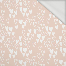 SERDUSZKA BĄBELKI / JASNY RÓŻ (BIRDS IN LOVE) - looped knit fabric