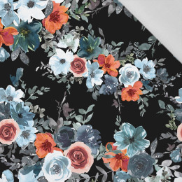 WATER-COLOR FLOWERS pat. 2 / black - Cotton woven fabric