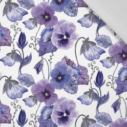 100cm PANSIES (BLOOMING MEADOW) (Very Peri) - Cotton woven fabric