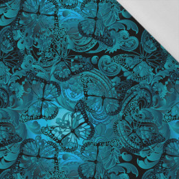 LACE BUTTERFLIES / blue - Cotton woven fabric