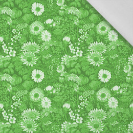 40CM LIME GREEN / FLOWERS - Cotton woven fabric