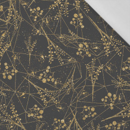 LEAVES pat. 12 (gold) / black  - Cotton woven fabric