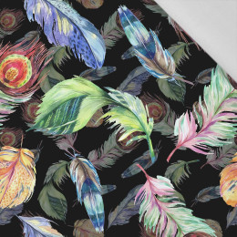 PEACOCK FEATHERS / black - Cotton woven fabric