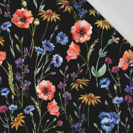 FIELD FLOWERS / black - Cotton woven fabric