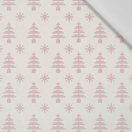 48cm CHRISTMAS TREES AND SNOWFLAKES / (acid) ecru (NORWEGIAN PATTERNS) - Cotton woven fabric