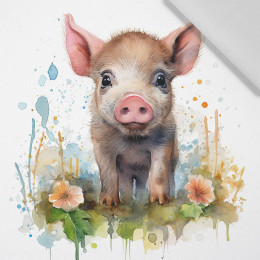 WATERCOLOR PIGGY - panel (75cm x 80cm) Cotton woven fabric