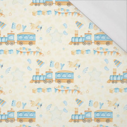 LOCOMOTIVES / garland / ecru (CHILDREN'S TOYS) - single jersey with elastane 