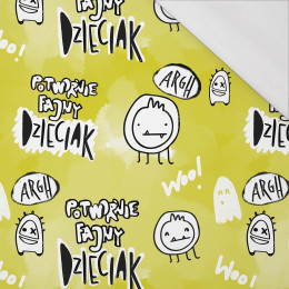 POTWORNIE FAJNY DZIECIAK / yellow (SCHOOL DRAWINGS) - Single jersey with elastane 