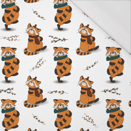 RED PANDA WITH SCARF / white (RED PANDA’S AUTUMN) - single jersey 