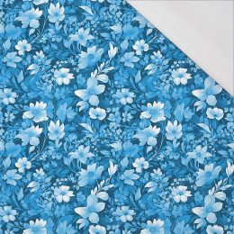 TRANQUIL BLUE / FLOWERS - Single jersey with elastane 