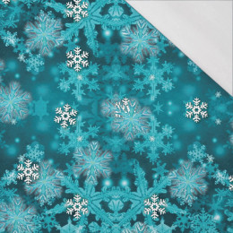 TURQUOISE SNOWFLAKES (PENGUINS) - single jersey with elastane 