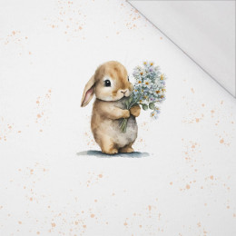 BUNNY WITH A BOUQUET OF FLOWERS - PANEL (60cm x 50cm) SINGLE JERSEY
