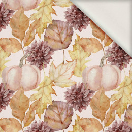 PUMPKINS AND LEAVES (GOLDEN AUTUMN) - viscose woven fabric