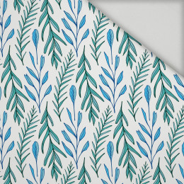 BLUE LEAVES pat. 3 / white - quick-drying woven fabric
