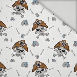 PIRATE SKULLS / WHITE (SCARY HALLOWEEN) - quick-drying woven fabric