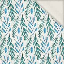 BLUE LEAVES pat. 3 / white - viscose woven fabric