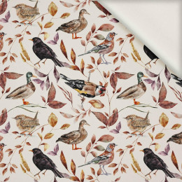 BIRDS PAT. 2 / WHITE (COLORFUL AUTUMN) - viscose woven fabric