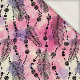 PINK FEATHERS AND BEADS - viscose woven fabric