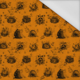 AUTUMN ANIMALS / mustard - Waterproof woven fabric