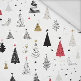 FOXES IN THE CHRISTMAS TREES / watermelon - Waterproof woven fabric