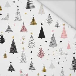 FOXES IN THE CHRISTMAS TREES / rose quartz - Waterproof woven fabric