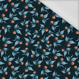 BLUE LEAVES / black - Waterproof woven fabric