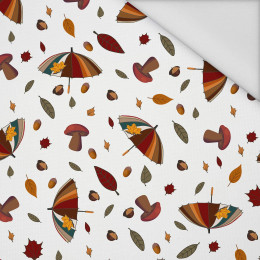 UMBRELLAS AND MUSHROOMS / white (RED PANDA’S AUTUMN) - Waterproof woven fabric