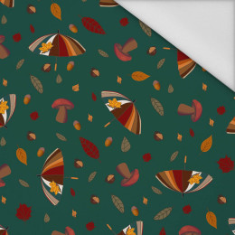 UMBRELLAS AND MUSHROOMS / bottle green (RED PANDA’S AUTUMN) - Waterproof woven fabric