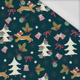 DOGS WITH CHRISTMAS TREES - Waterproof woven fabric