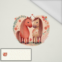 HORSES IN LOVE - panoramic panel waterproof woven fabric (60cm x 155cm)