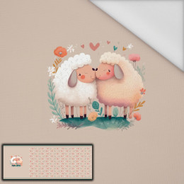 SHEEP IN LOVE - panoramic panel waterproof woven fabric (60cm x 155cm)