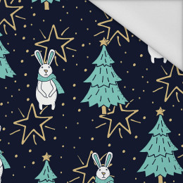 HARES WITH CHRISTMAS TREES - Waterproof woven fabric