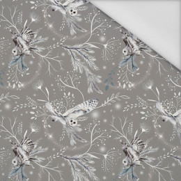 WINTER OWLS / grey (WINTER IN PARK) - Waterproof woven fabric