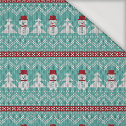 SNOWMEN WITH CHRISTMAS TREES / mint - Viscose jersey