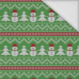 SNOWMEN WITH CHRISTMAS TREES / green  - Viscose jersey